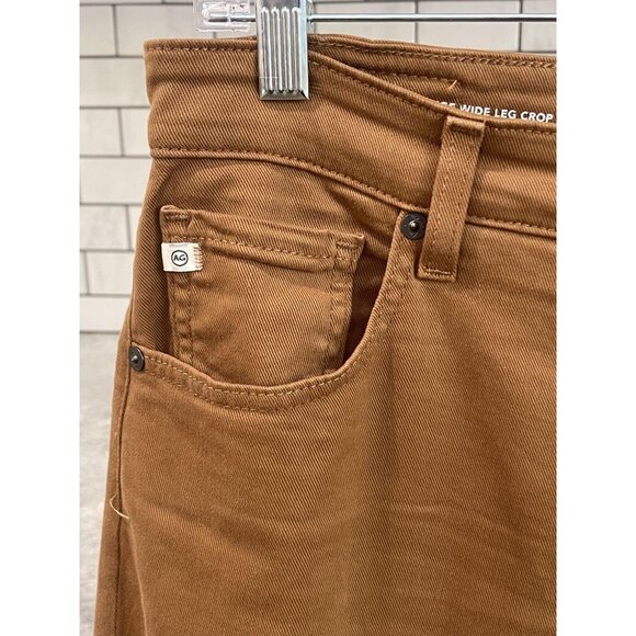 AG Jeans Pants Womens 30 Brown SaigeWide Leg High Rise Raw Hem Twill Casual - Picture 3 of 11